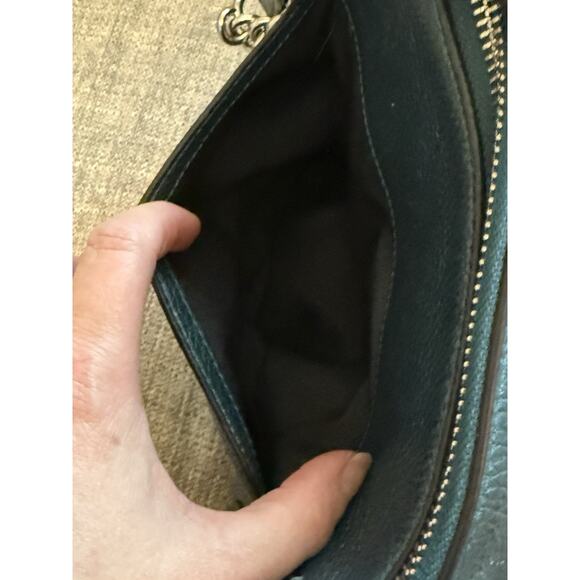 Coach AVA Leather Metallic Teal Tote G1857-F35850 Shoulder Handbag - Picture 8 of 16